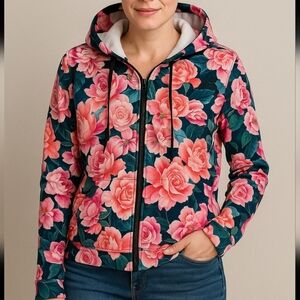 RARE Lululemon Hold You Om Hoodie Secret garden Floral Black Pink Sz 6